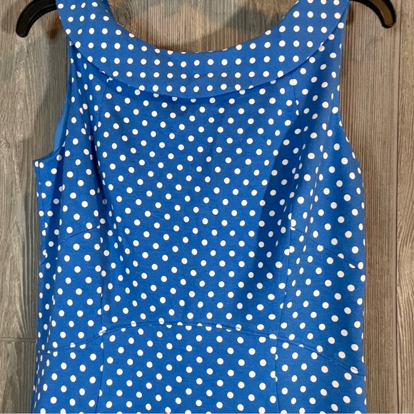 Lands' End ponte knit sleeveless dress size 4 light blue polka dot - Picture 6 of 6